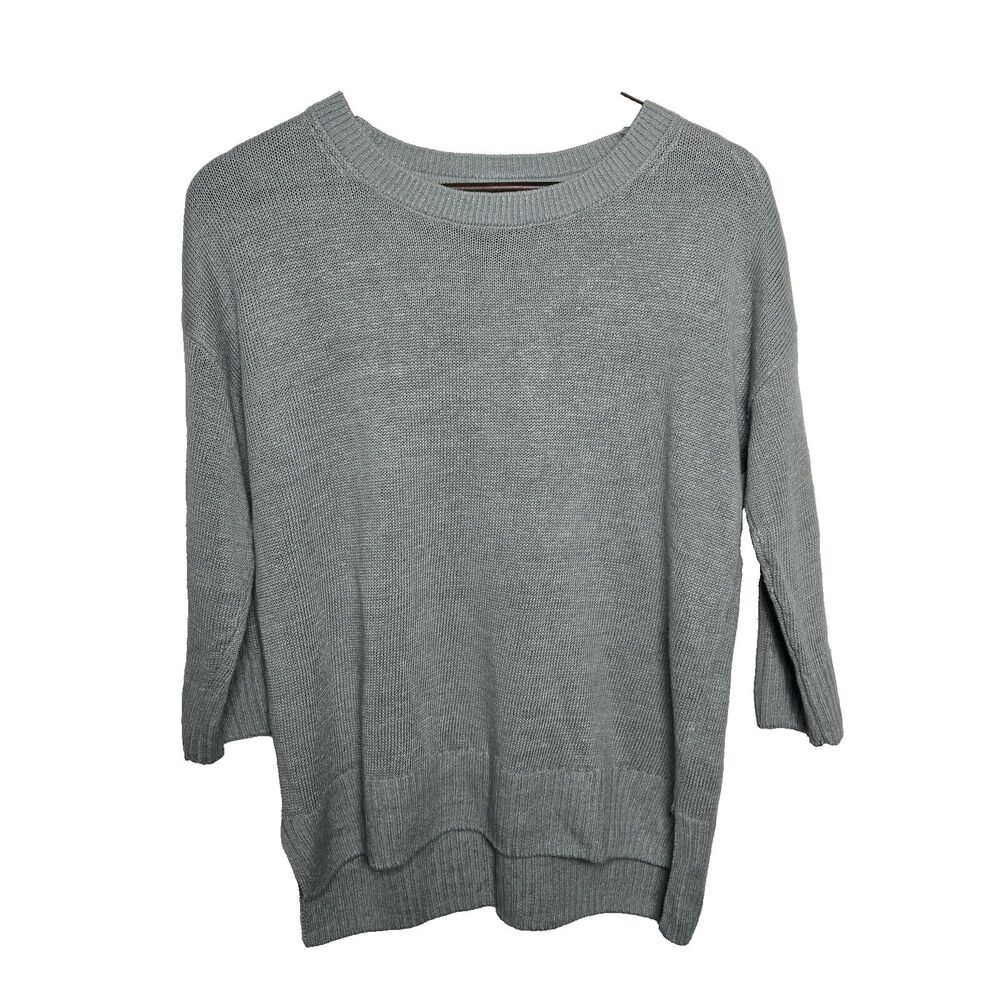 Tahari Linen Knit 3/4 Sleeve Sage Green Shirt Womens Small